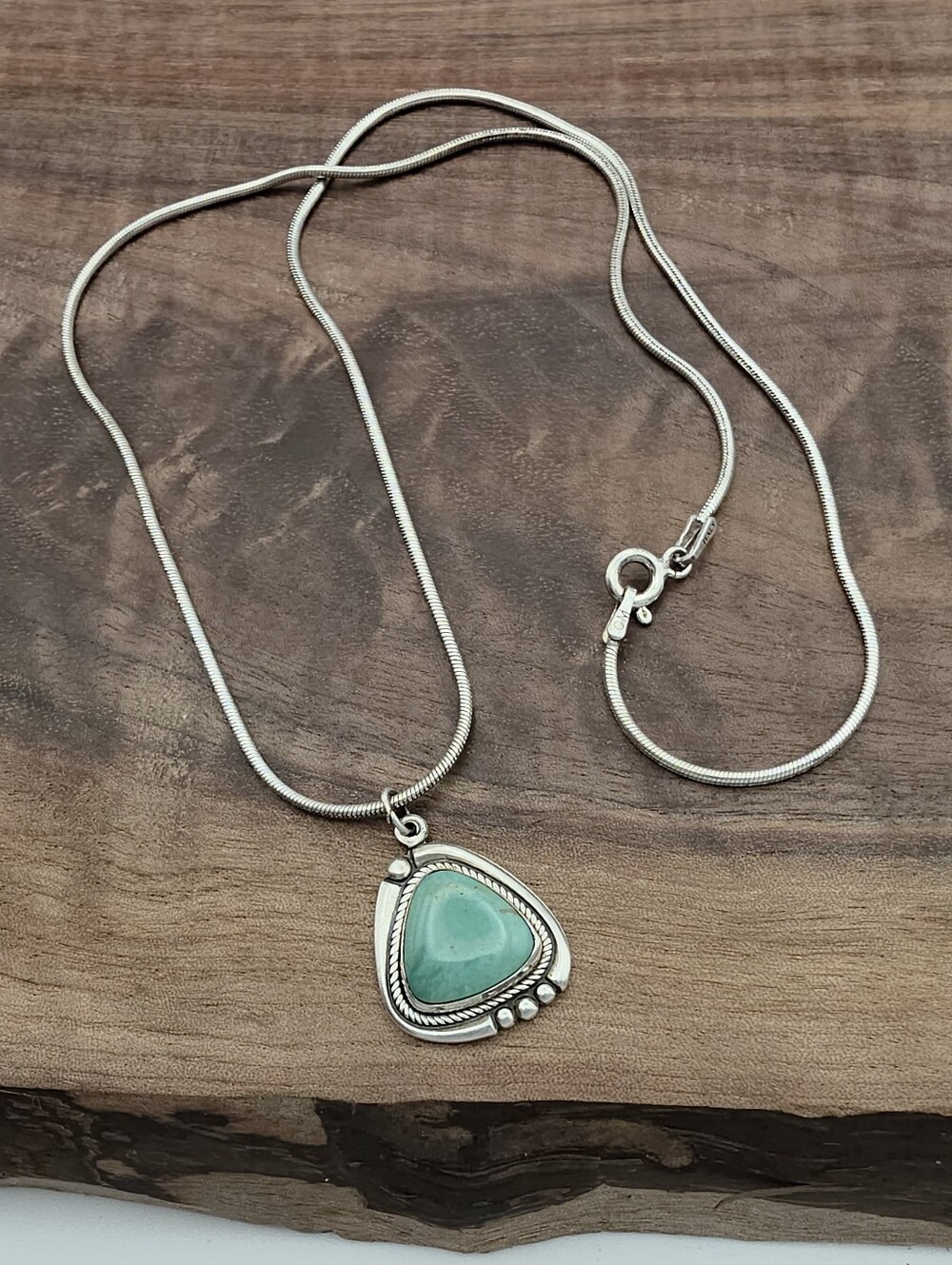 Vintage Bell Trading 925 Sterling Silver Dainty Turquoise Pendant & Necklace